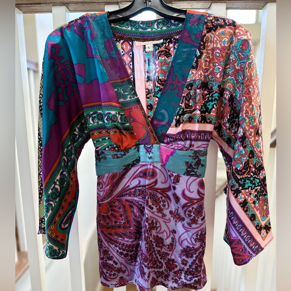 100% Silk Boho Top (fits like a size XS/Small)